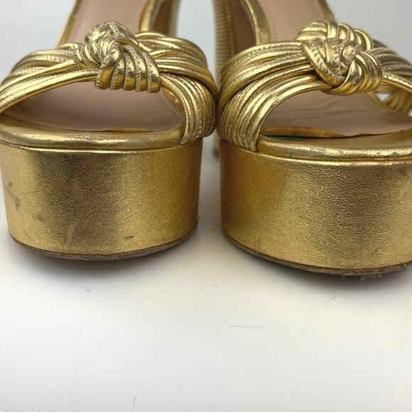 Rachel Zoe Gold Metallic Avery Platform Slingback Open Toe High Heels Sandals 7 - Picture 7 of 7